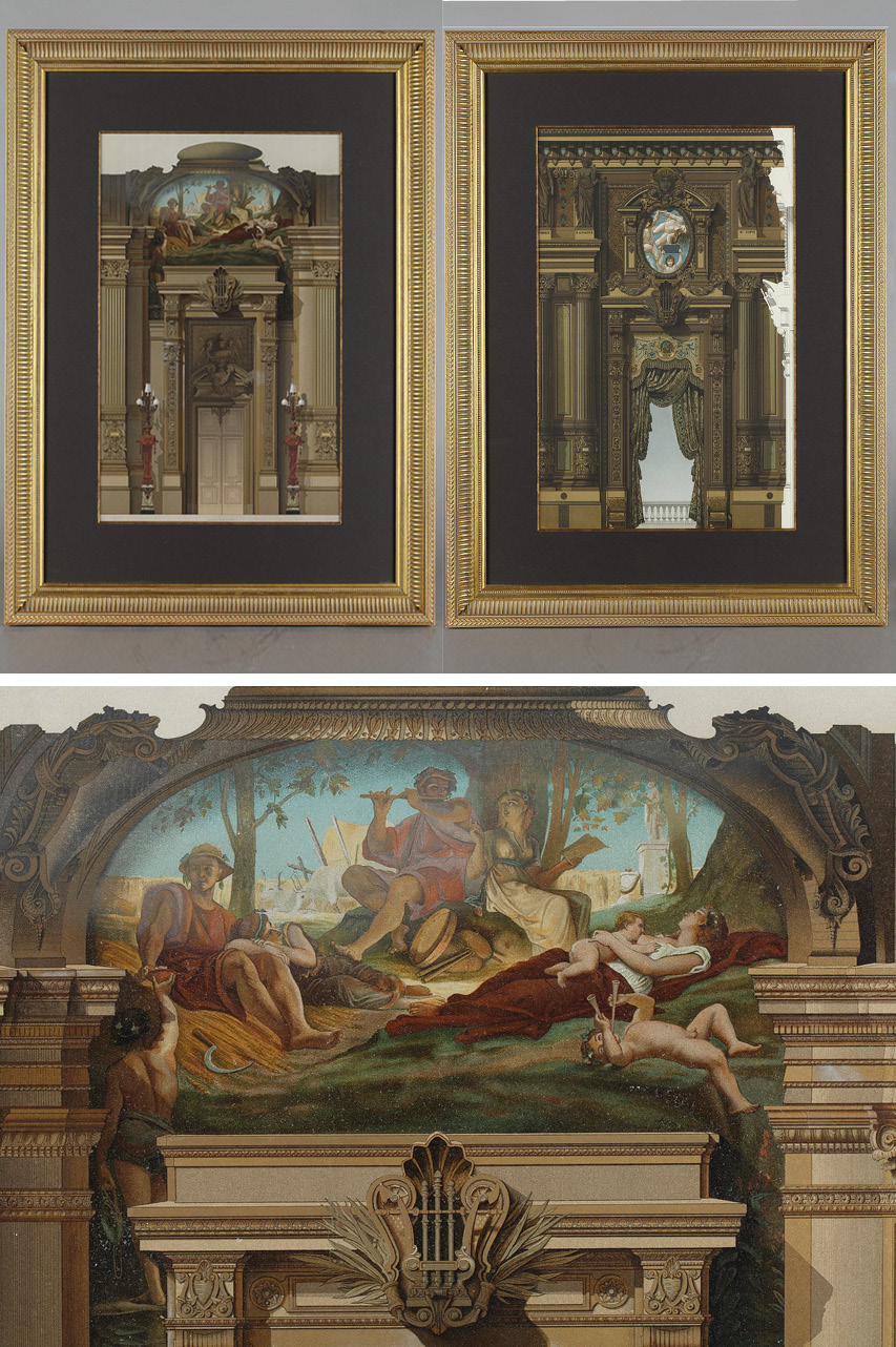 Paire de gravures "Grand Foyer de l'Opéra de Paris"